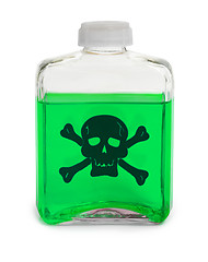 Image showing Bottle with green toxic chemical solution