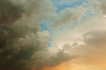 Image showing Beautiful cloudy sky on summer evening