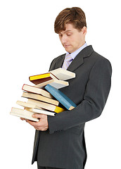 Image showing Student has great bunch of textbooks