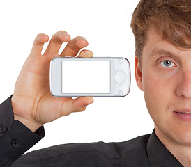 Image showing Electronic device with screen in hand