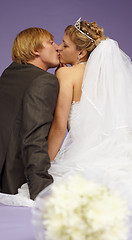 Image showing Kissing newlyweds