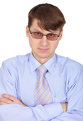 Image showing Serious man in glasses on white background
