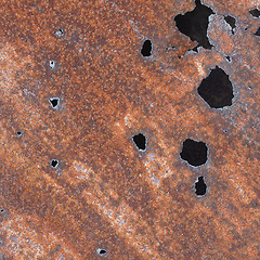 Image showing Sheet iron with holes of corrosion