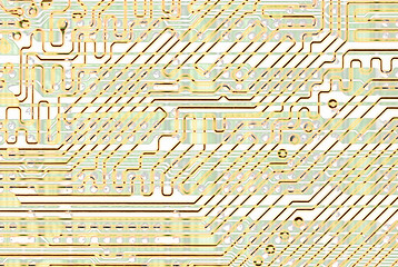 Image showing Abstract circuit board golden texture