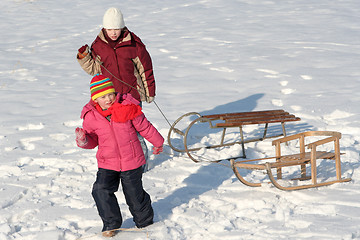 Image showing Sledding