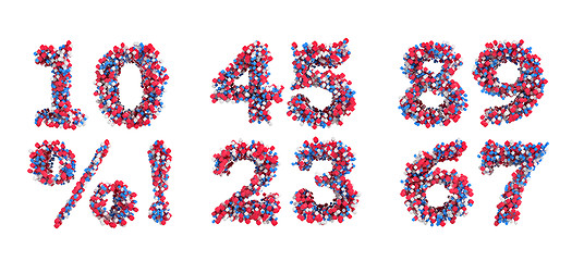 Image showing Abstract 3D font numerals and symbols