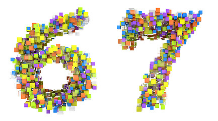 Image showing Abstract cubic font 6 and 7 figures