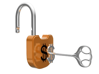 Image showing Unlocking the US dollar currency lock