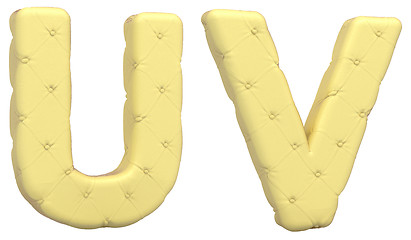 Image showing Luxury soft leather font U V letters