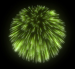 Image showing Green festive fireworks over black