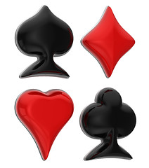 Image showing Casino: Glossy colorful card suits isolated