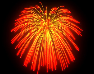 Image showing Orange fireworks explosions