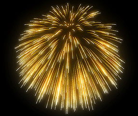 Image showing Yellow festive fireworks at night