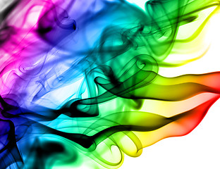 Image showing Abstract colorful fume patterns on white