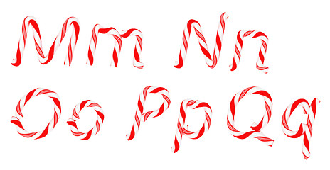 Image showing Candy cane font M - Q letters isolated