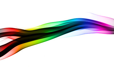 Image showing Abstract colorful fume wave on white