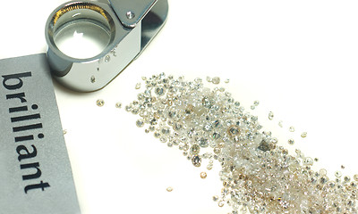 Image showing Sorting of gems - diamonds and loupe