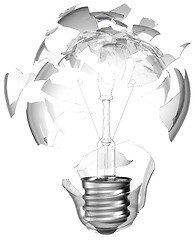 Image showing Bad idea. Smashed lightbulb isolated