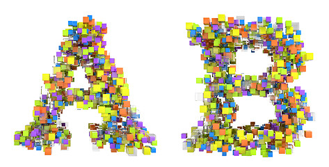 Image showing Abstract cubes font A and B letters isolated