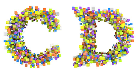 Image showing Abstract cubes font C and D letters isolated