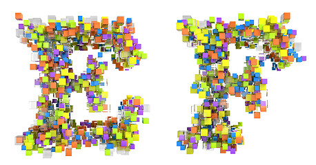 Image showing Abstract cubes font E and F letters isolated