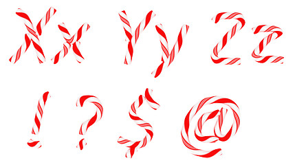 Image showing Candy cane font X-Z letters and symbols