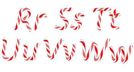 Image showing Candy cane font R - W letters isolated