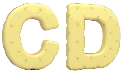 Image showing Luxury soft leather font C D letters isolated