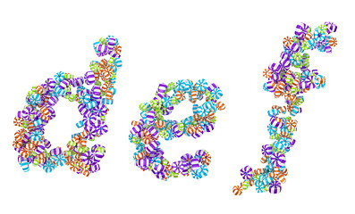 Image showing Sweet candy font D E F letters isolated