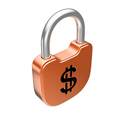 Image showing Locked padlock - dollar currency concept