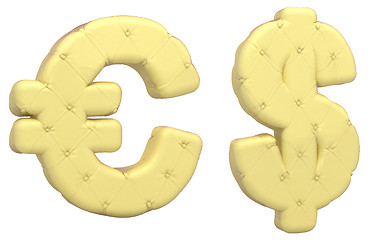 Image showing Luxury leather font euro and dollar symbols 