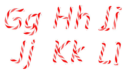 Image showing Candy cane font G - L letters isolated