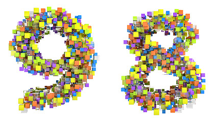Image showing Abstract cubic font 8 and 9 figures