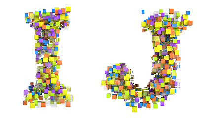 Image showing Abstract cubes font I and J letters isolated