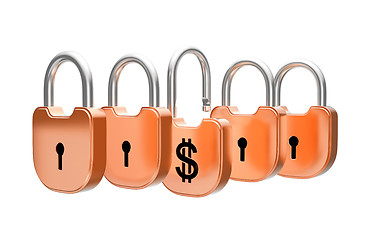 Image showing Padlocks concept - US dollar currency safety