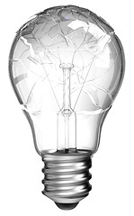 Image showing Failed idea. Smashed lightbulb isolated