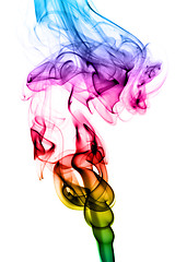 Image showing Abstract puff of colorful smoke on white