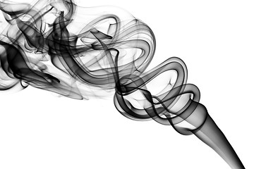 Image showing Abstract black smoke swirls on white