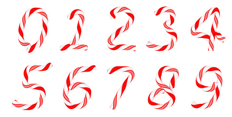 Image showing Candy cane font 0-9 numerals