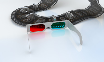 Image showing 3D TV - glasses and abstract film