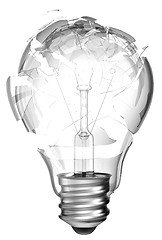 Image showing Making mistake. Smashed lightbulb isolated