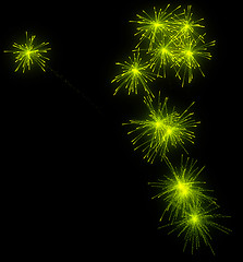 Image showing Festive green fireworks at night