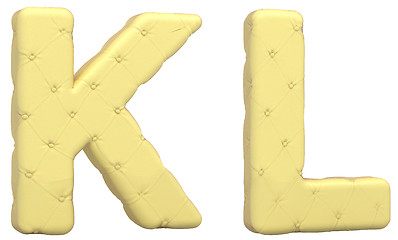 Image showing Luxury soft leather font K L letters isolated