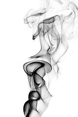 Image showing Black puff of abstract smoke on white