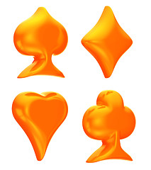 Image showing Glossy orange card suits isolated