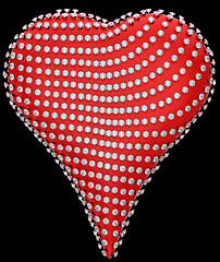 Image showing Red heart shape incrusted with diamonds 