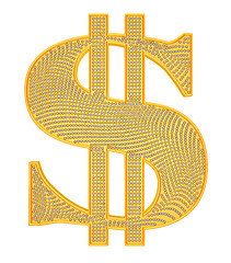 Image showing Golden Dollar symbol incrusted with diamonds