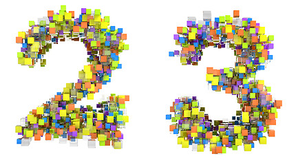 Image showing Abstract cubic font 2 and 3 figures 