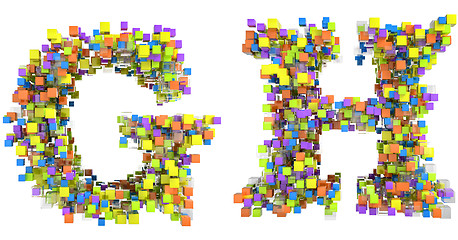 Image showing Abstract cubes font G and H letters isolated