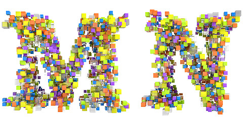 Image showing Abstract cubic font M and N letters isolated